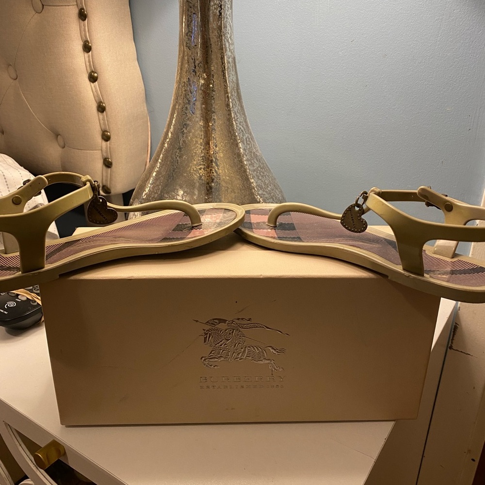 Burberry jelly sandals. Good condition. Come in it’s original box. Size 5.